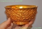 4 8 ancient China Bronze 24k Gold Gilt Dragon Statue Dynasty Palace Tea Cup Bowl