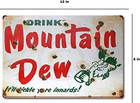 Mountain Dew Sign Metal Soda Vintage Look  Tin Sign Retro Soda Bottle Plaque