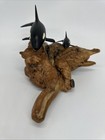 Vtg John Perry Orca Killer Whale Calf Baby Burl Wood Art Sculpture Marine Ocean