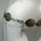 Vintage Silver Tone Metal Western Concho Belt With Floral Engraved Oval Plates 