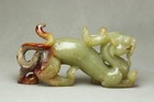 Chinese Antique Old Hetian Jade Hand-carved Dragon Beast Statue