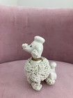 Sassy  Vintage 50   s Mc White Porcelain Spaghetti Poodle Figurine Gold Collar 
