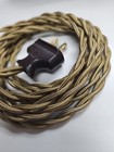 8  Gold Twisted Braided Cloth Covered Wire   Plug  Vintage Style Lamp Cord