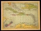 Vintage Caribbean Map West Indies Wall Art Jamaica Cuba Haiti Bermuda Ca 1939