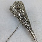 Vintage Bridal Bouquet Holder Old Tussie Mussie Sliver Tone Metal Flower Holder