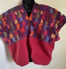 Vintage Huipil Guatemalan Woven Embroidered Textile  Red Birds Animals 26 X 20