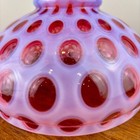 Fenton Cranberry Coin Dot Opalescent Hurricane Lamp Shade   Fenton Glass Shade