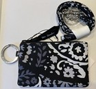 New Vera Bradley   Paisley Noir   Zip Id Case And Lanyard   Coin Purse