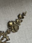 Vintage Brass Bronze Rose Ribbon Floral Furniture Mount Applique French Style