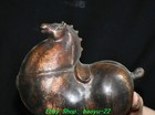 6 3  old Chinese Dynasty Bronze Gilt Fengshui 12 Zodiac Year Animal Horse Statue