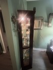 Mahogany  Glass Antique Display Case With Mirrored Back  Glass Shelves And Light