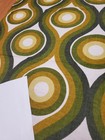 Awesome Rare Vintage Mid Century Retro 70s Grn Brn Natural Cir Waves Fabric  Wow