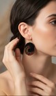 Handmade Black Red Green Crochet Spiral Dangle drop Hook Earrings No Stone