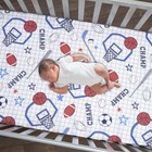 Lambs   Ivy Baby Sports 100  Cotton Fitted Crib Sheet - Football basketball