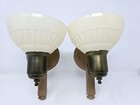 Vtg Art Deco Electrolier Pair Wall Sconce Light Fixture Slip Shade Antique 1930s