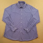 Corneliani Italian Men s Button-up Long Sleeve Dress Shirt Purple Stripe 17 5 44