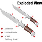 Flissa 2pc Fixed Blade Bowie Knife Hunting Knife Full Tang Leather Handle Sheath
