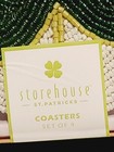 Storehouse Set Of 4 St  Patrick s Day Beaded Coasters Green White Shamrock New
