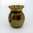 Vintage Hammered Solid Brass Vase With Twisted Rope Tassels Braided 5 25  India