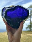 Vtg Hand Blown Art Glass Sculpture Amorphic Paperweight Amethyst Brutalist 6   