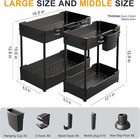 2 Pack Under Sink Organizer Bathroom Kitchen Cabinet Storage Shelf Hooks Black