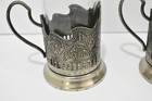 Set Of 3 Glass Holders Podstakannik Melchior Tea Cups Soviet Russian Palm 