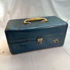 Vintage Old Pal Tackle Box Metal Patina Blue Bakelite Handle