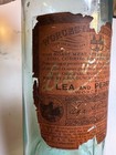 Antique Lea   Perrins Worcestershire Sauce Condiment Bottle Labeled Applied Top
