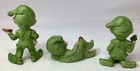 3 Vtg Lefton Green Ceramic Elves Pixies Figurines 2138 Ladybug Butterfly Clover