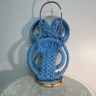 Blue Macrame Frog Wall Hanging With Metal Hook And Eyes