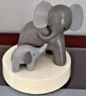 Elephant Nursery Table Lamp Lambs   Ivy Mother Baby Gray White W  Shade