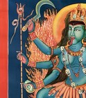 Hand-painted Kali Mahakali Newari Style Smoky Thangka- Sacred Hindu Art