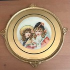 Antique Chimney Flue Cover Lithograph Of Victorian Children Gold Frame 11 