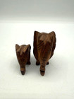 Vintage Pair Of Hand Carved Wooden Elephants