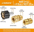 Yamatic Pressure Washer Hose Adapter Set 5000 Psi M22-14mm To 3 8  Quick Connect