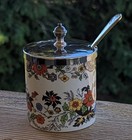 Royal Norfolk Jam - Mustard Jar Silverplate Lid Spoon Staffordshire Imari Style