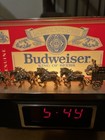 Vintage Budweiser Clydesdale Horses Wagon Lighted Clock Bar Display Beer