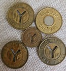 New York City  Nyc Transit Authority 5 Different Subway Tokens Coins Vintage 