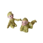 Vintage 50   s Gilner Pixie Elves Boy Girl 2 Pc Pair Chartreuse