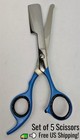 Hair Cutting Scissors 7  Professional Barber Shears Flat Edge Stainless Set Of 5