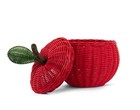 Hand Woven Apple Rattan Storage Basket Bin Decor Shelf Organizer Gift Wicker Art