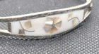 Vintage Mexican Silver Alpaca  Taxco Abalone Hinged Bangle Bracelet 7 5in 
