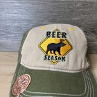 Beer Season Hat Cap Strap Back Green Tan Embroidered Built-in Bottle Opener Mens