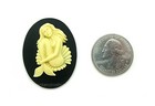 2 Ivory Color Sultry Mermaid Sitting In A Shell On Black 40mm X 30mm Cameos