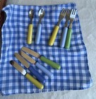 Schylling Play Wicker Picnic Basket W mini Porcelain Tea Set  Vguc-fabric Lined 