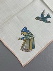 Vintage Hand Painted Linen Storybook Fairy Tale Children s Handkerchief 9 5x10 