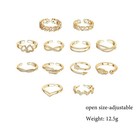 12pcs Toe Rings For Women 14k Gold silver Plated Adjustable Ring Set Gold