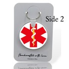 Diabetic Type 2 Insulin Medical Alert Keychain 2-sided Wood Purse Backpack Tag