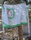 Vintage Homemade Cotton Christmas Holly   Berries Apron Green Lace Trim   O