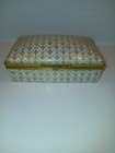 Vintage Limoges France Hand Painted Trinket Box Fleur De Lis Pattern Marked